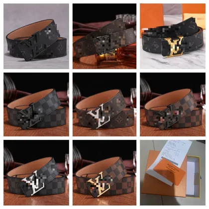 Grid of brown and black belts with gold-tone buckles