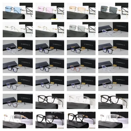 Chart of glasses frames in black and tortoise shown with a case